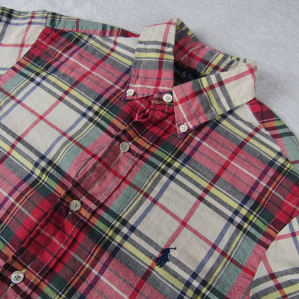 Ralph Lauren Button Down Shirt Mens Small Multi Plaid Excellent Custom Fit SS